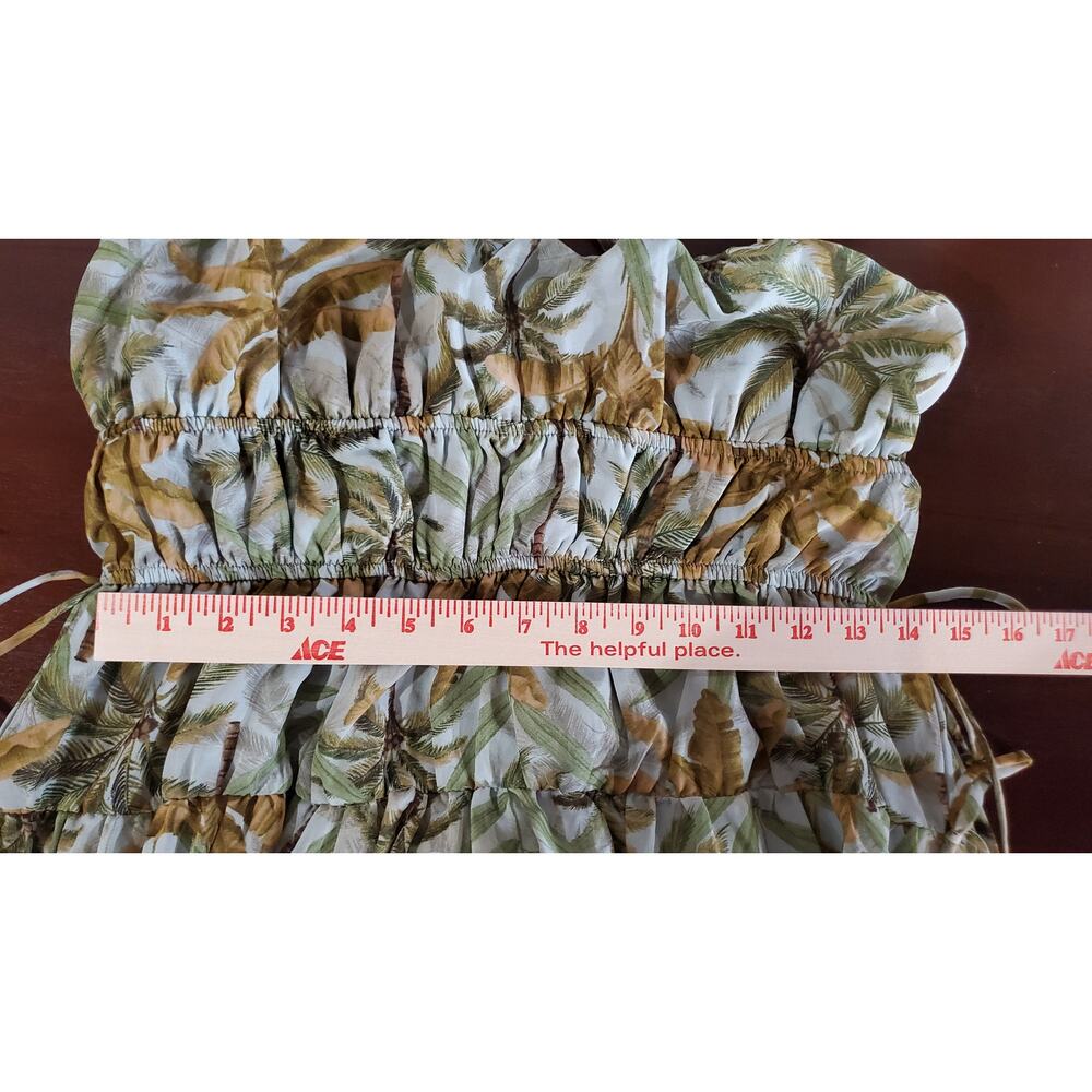 Moon River NWT Tropical Palm Tree Tiered Jungle Midi Dress Size M Hawaiian - Picture 15 of 16